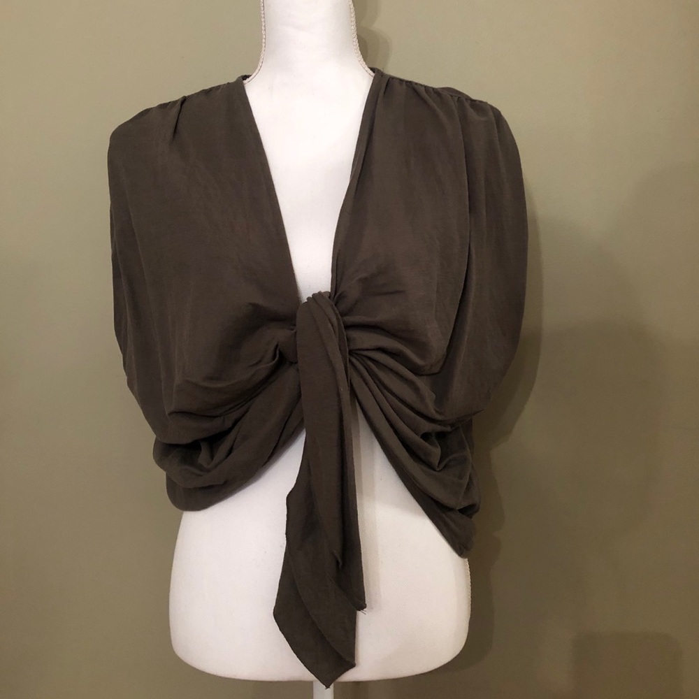 Green tie front shirt